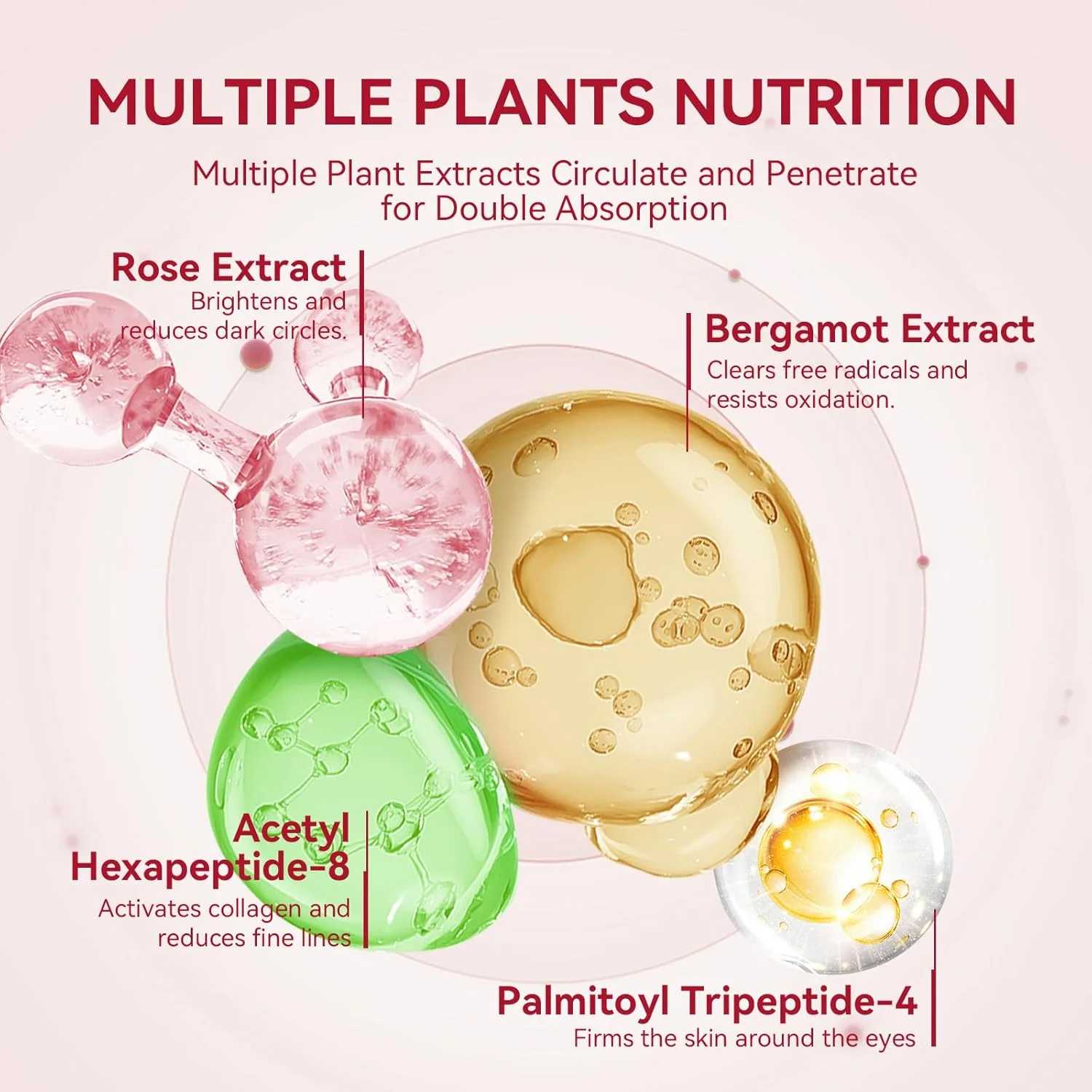 ماسک چشم گل رز BREYLEE - 60 عدد، پچ های زیر چشم، پچ های چشم برای پف زیر چشم، آبرسان، بهبود دهنده و سفت کننده ناحیه چشم، مناسب برای زنان و مردان.