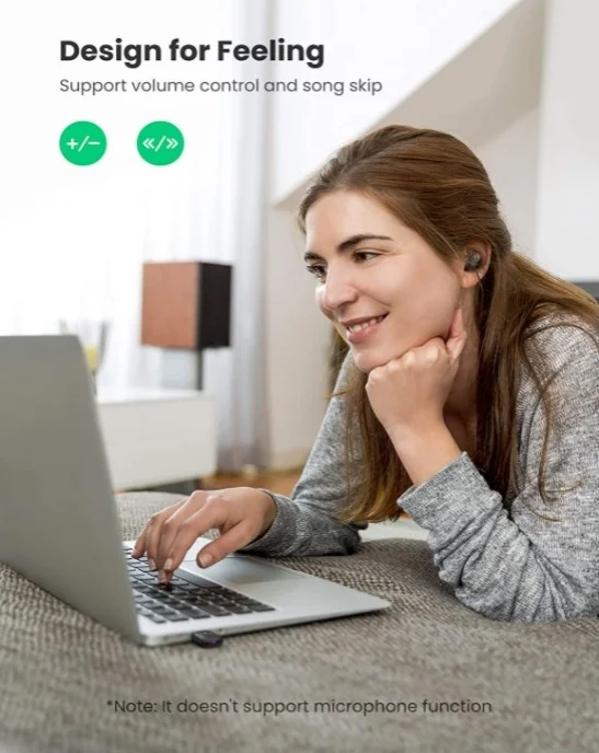 آداپتور صوتی بلوتوثی یواسبی Ugreen 10928 با بلوتوث 5.0، تأخیر کم، مشکی | 10928 / 80889 آداپتور صوتی بلوتوثی یواسبی Ugreen 10928 با بلوتوث 5.0، تأخیر کم، مشکی | 10928 / 80889