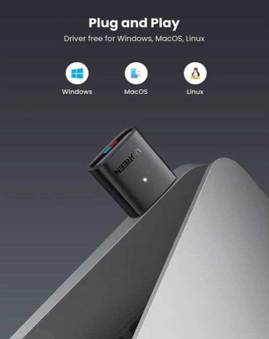 آداپتور صوتی بلوتوثی یواسبی Ugreen 10928 با بلوتوث 5.0، تأخیر کم، مشکی | 10928 / 80889 آداپتور صوتی بلوتوثی یواسبی Ugreen 10928 با بلوتوث 5.0، تأخیر کم، مشکی | 10928 / 80889