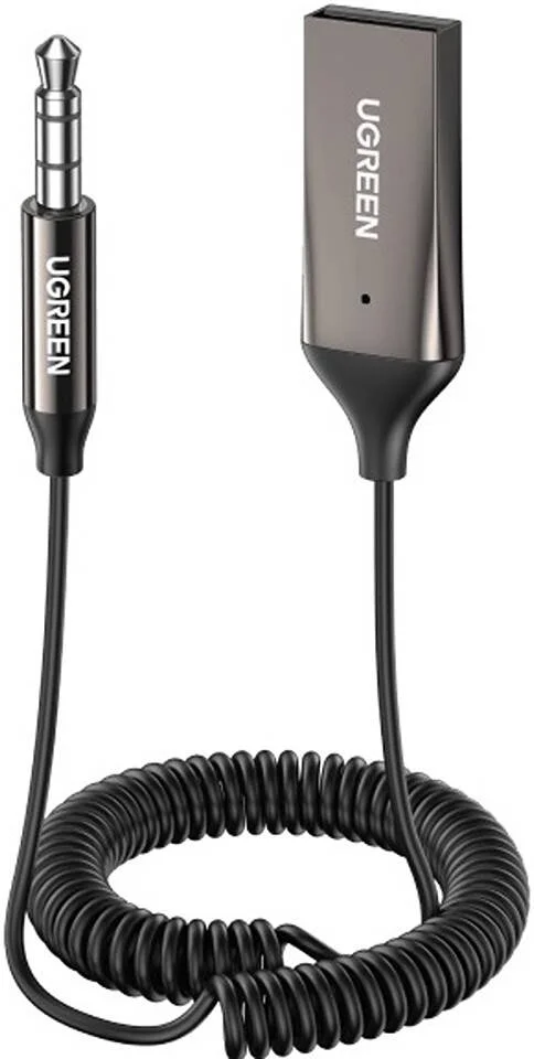 آداپتور بلوتوث UGREEN USB 2.0 به 3.5 میلی‌متری، انتقال صدای شفاف و با کیفیت بالا، آداپتور صوتی بی‌سیم بلوتوث 5.0، میکروفون داخلی برای برقراری تماس در حال حرکت، برد 5 متری، مشکی | 70601