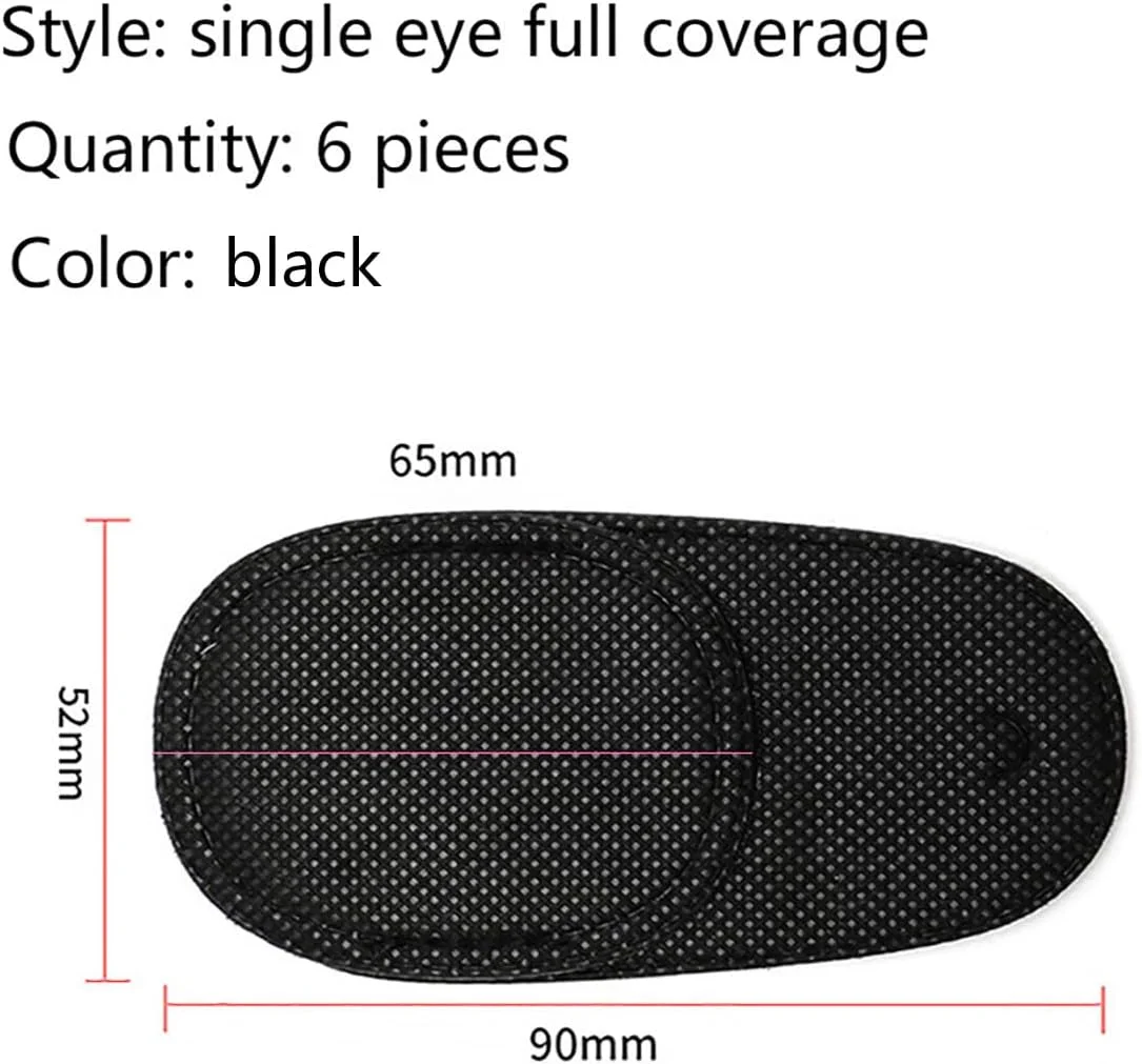 بسته 6 عددی پد چشم برای کودکان، پد چشم راست و چپ برای عینک، سازگار با پوست، بدون ایجاد خراش روی عینک، تسکین تنبلی چشم، انحراف چشم و بعد از عمل جراحی، پوشش کامل 9 × 5 سانتی متر (مشکی)
