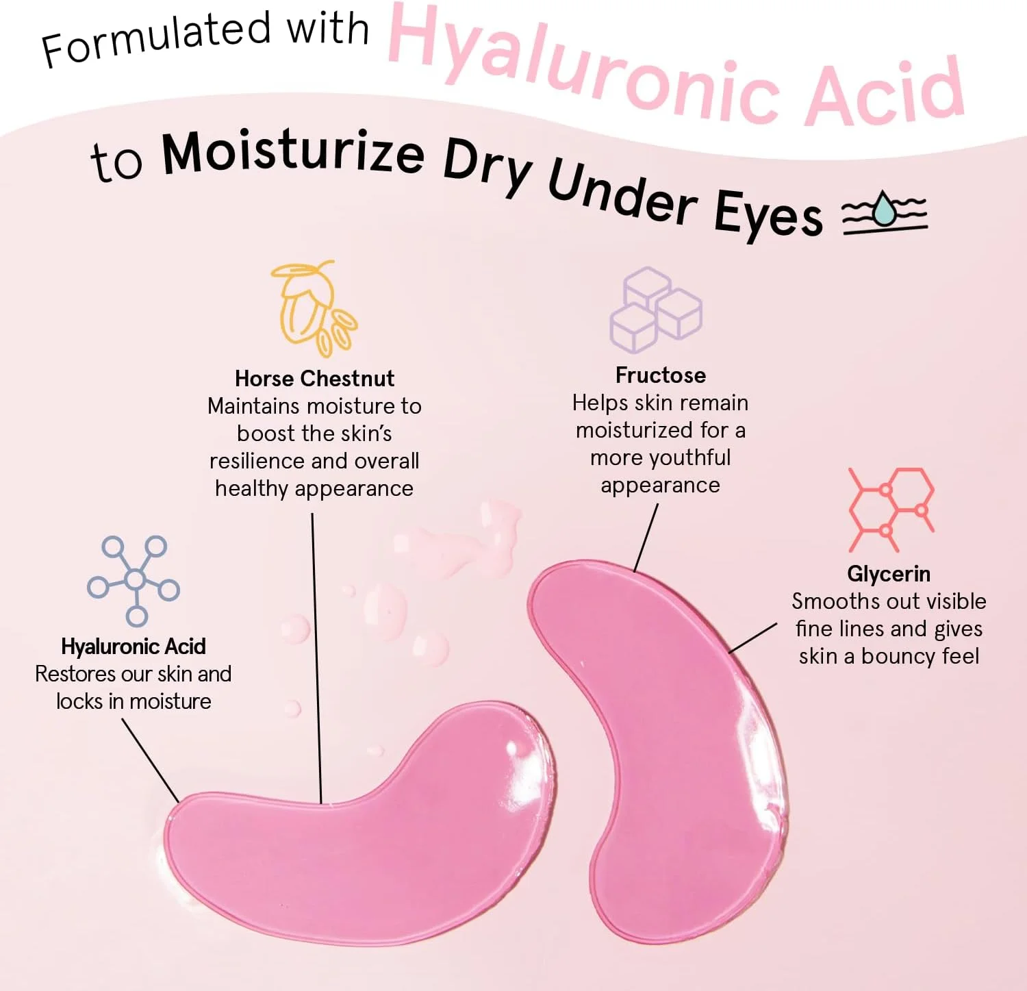 ماسک زیر چشم گریس اند استلا (صورتی، 48 جفت) کاهش تیرگی دور چشم، پف چشم، کیسه های زیر چشم، چین و چروک - پچ های ژلی زیر چشم، خود مراقبتی وگان