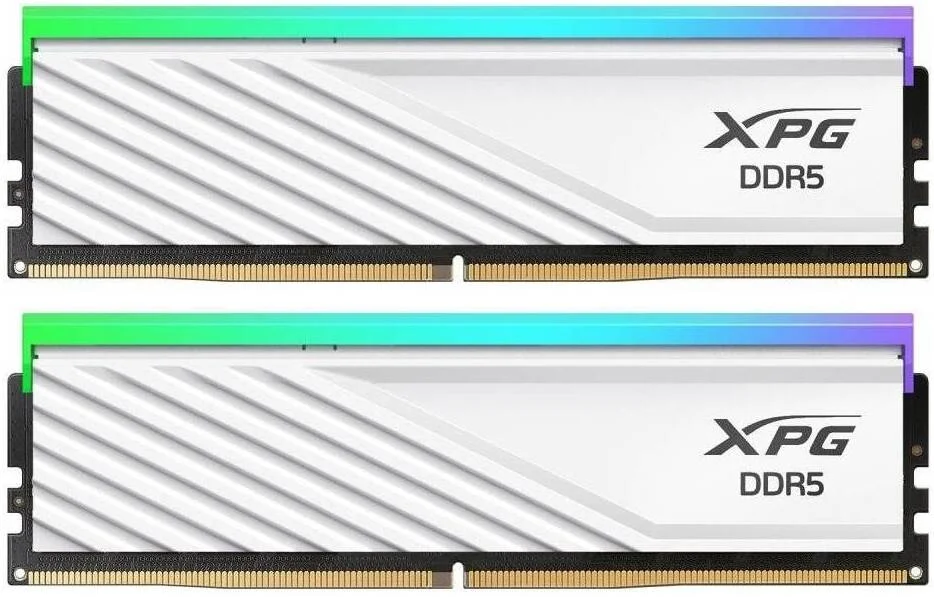 رم دسکتاپ ای‌دیتا XPG Lancer Blade RGB با ظرفیت 32 گیگابایت (2x16GB) DDR5، سرعت 6000MT/s، تاخیر CAS 36، AMD Expo & Intel XMP 3.0 Ready، فرم فاکتور 288-Pin UDIMM، سفید | AX5U6000C3616G-DTLABRWH
