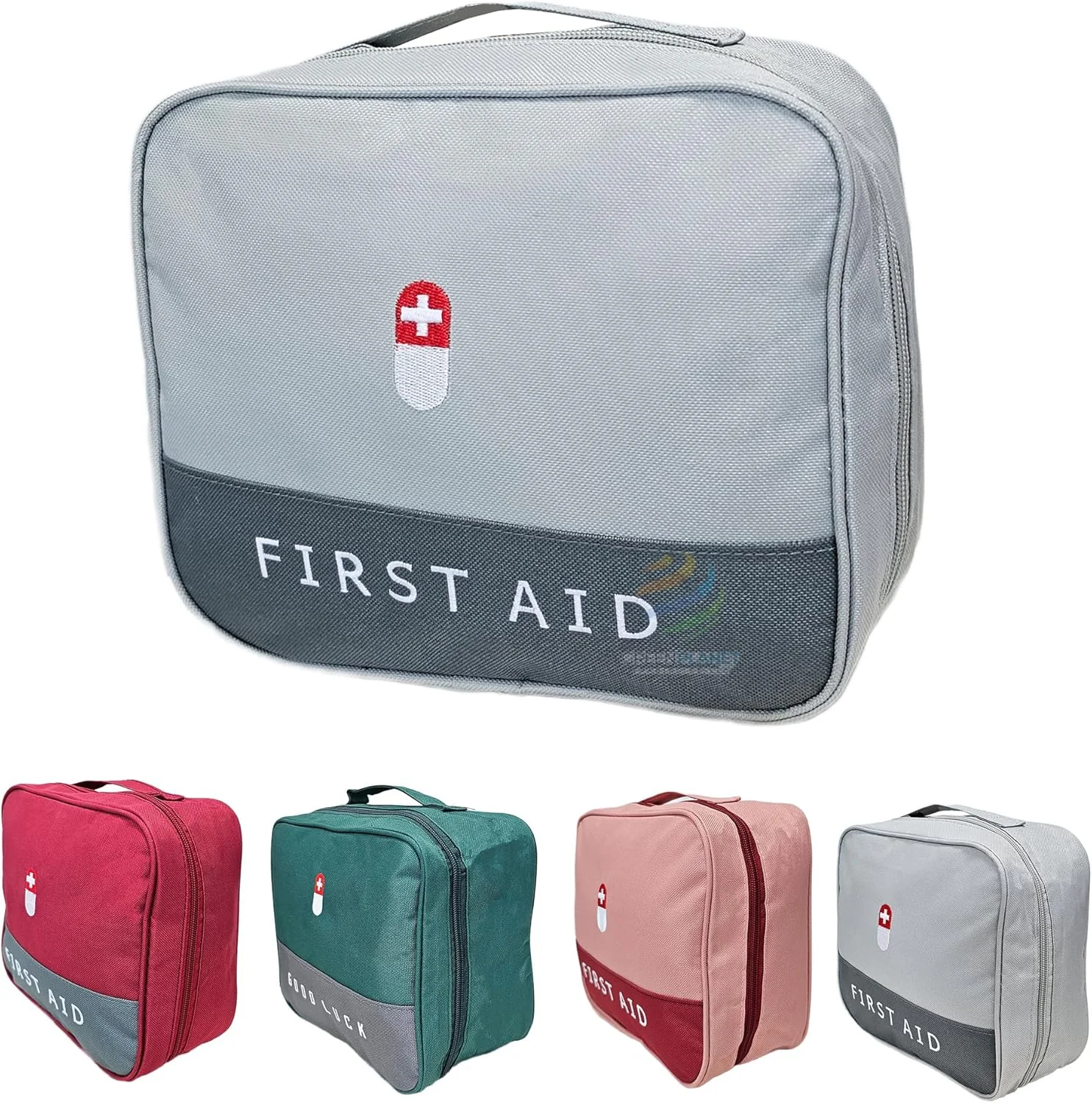 کیف کمک های اولیه خالی پارچه آکسفورد - سازمان دهنده قابل حمل دارو با دسته، کیف نگهداری پزشکی تک زیپ برای مسافرت، ماشین، کمپینگ، دفتر و استفاده در منزل (خاکستری)