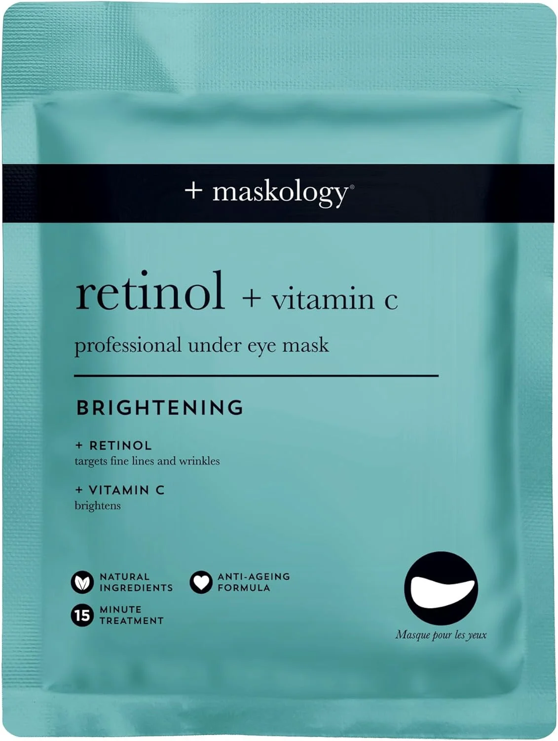 ماسک زیر چشم حرفه ای رتینول + ویتامین C ماسکولوژی، 3 بار استفاده | ماسک زیر چشم برای آبرسانی پوست | پچ های مراقبت از پوست دور چشم | پچ های دور چشم رتینول