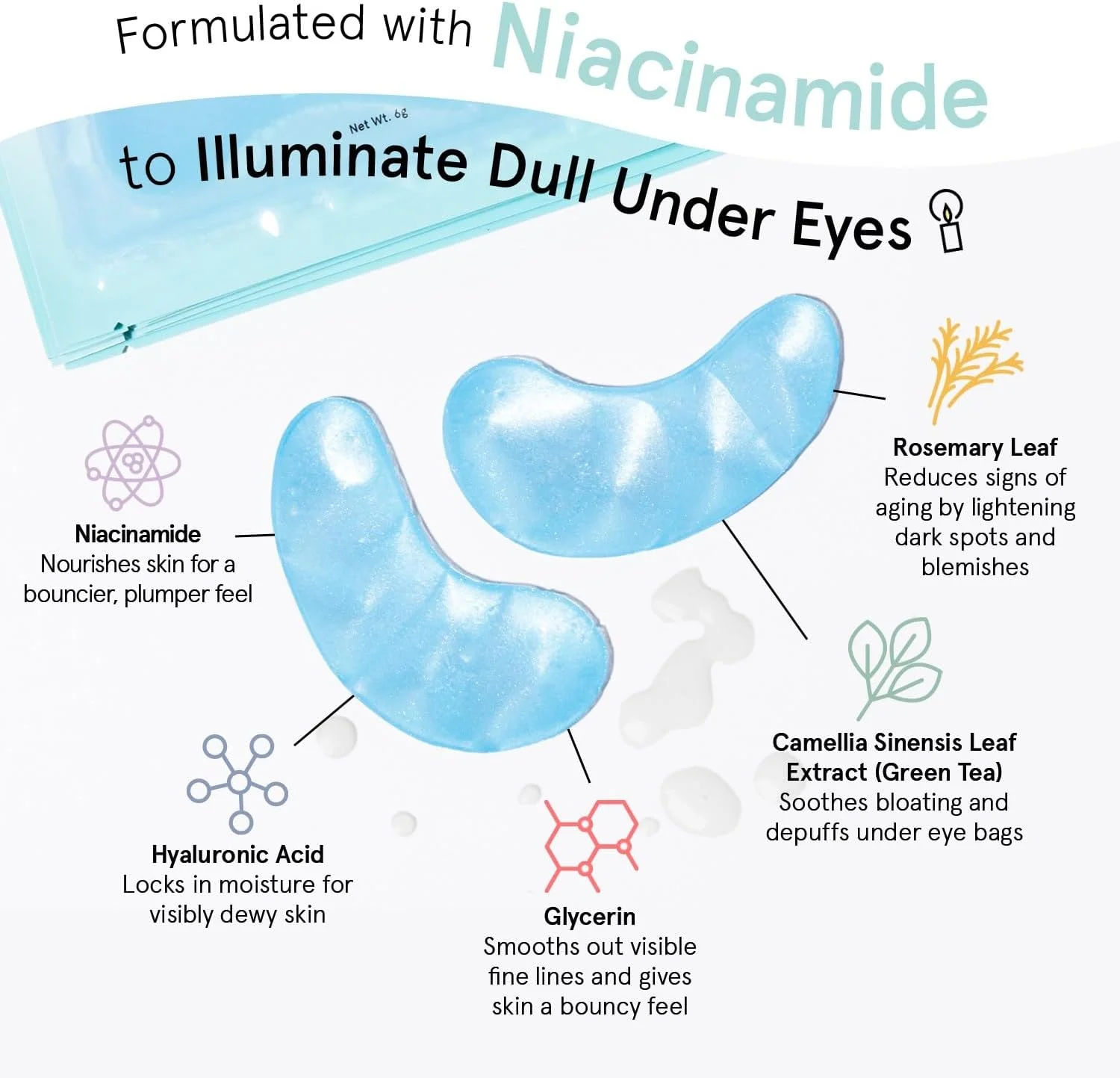 ماسک زیر چشم گریس اند استلا - کاهش تیرگی دور چشم، پف چشم، کیسه های زیر چشم، چین و چروک - پچ های ژلی زیر چشم، خود مراقبتی وگان بدون تست حیوانی توسط گریس اند استلا (48 جفت، آبی)