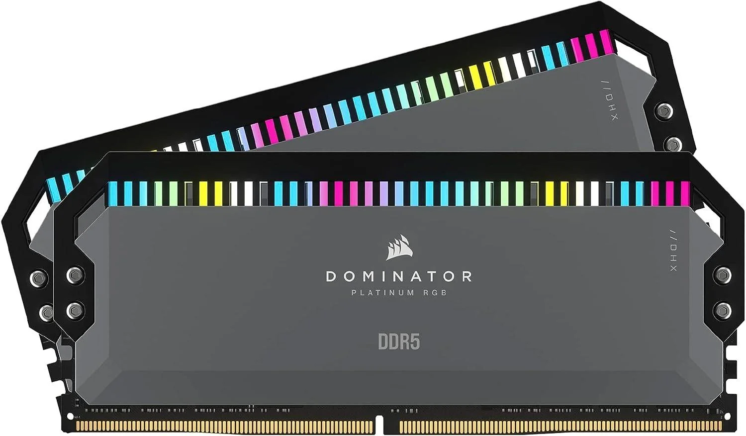 حافظه رم دسکتاپ کرسیر Dominator Platinum RGB با ظرفیت 32 گیگابایت (2x16GB) DDR5، سرعت تست شده 6000 مگاهرتز، تاخیر 36-36-36-76، پروفایل AMD Expo، فرمت DIMM 288 پین، ولتاژ 1.35، مشکی | CMT32GX5M2D6000Z36