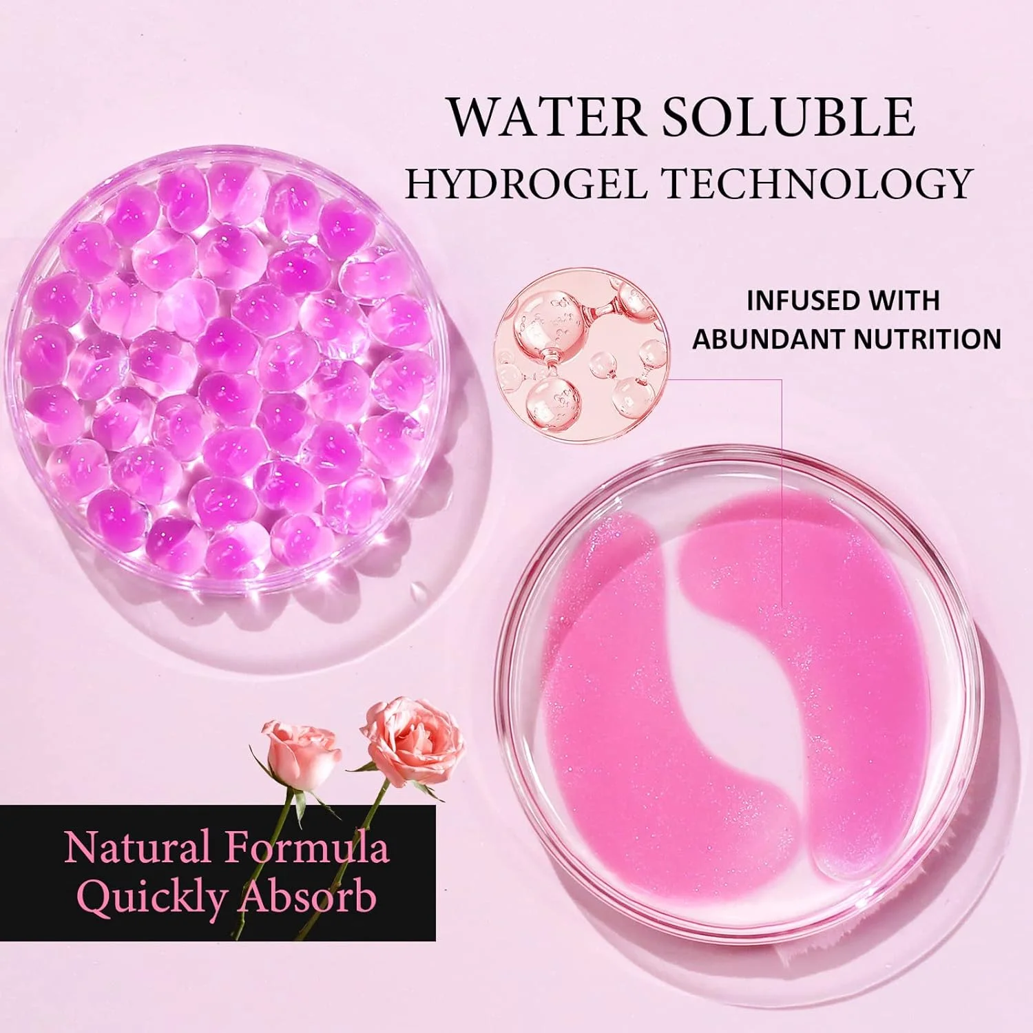 پدهای زیر چشم (30 جفت) ماسک چشم گل رز برای حلقه های تیره و پف و درمان چروک کیسه های چشم (گل رز)