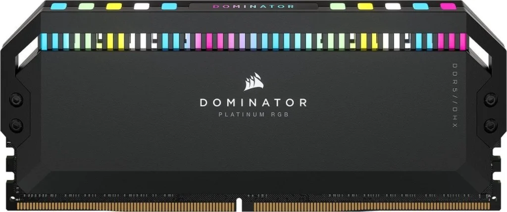 کیت حافظه 32 گیگابایتی (2x16 گیگابایت) کرسیر Dominator Platinum RGB، رم DDR5 DRAM، 5600 مگاهرتز، تاخیر C36، چند منطقه ای پویا، سازگاری با سری 60 اینتل، DIMM، مشکی | CMT32GX5M2X5600C36 / CMT32GX5M2B5600C36