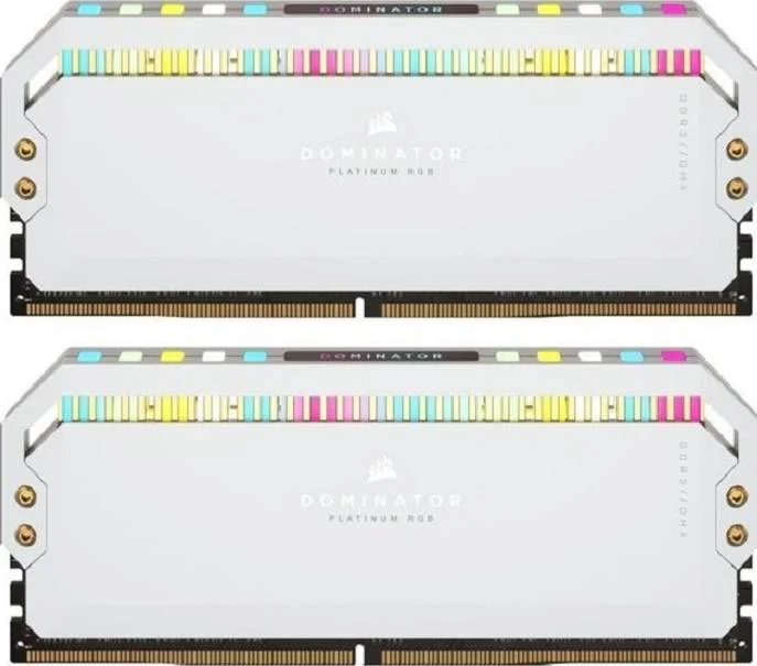 حافظه رم 32 گیگابایتی (2 عدد 16 گیگابایتی) DDR5 کرسیر Dominator Platinum RGB، تاخیر تست شده 40-40-40-77، سرعت تست شده 5200، ولتاژ حافظه 1.1 ولت، XMP 3.0، 288 پین، سفید | CMT32GX5M2B5200C40W