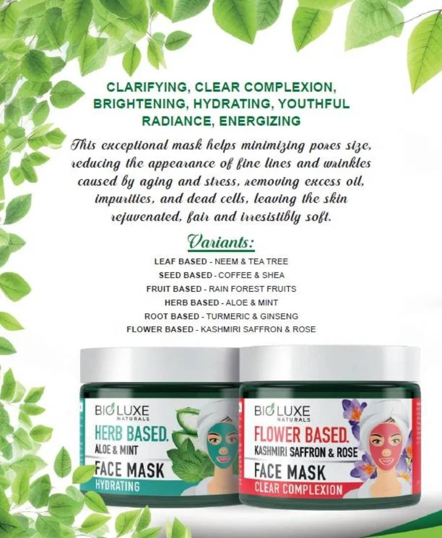 ماسک صورت گیاهی Bioluxe حاوی برگ، 400 گرم، عصاره چریش و درخت چای، روشن کننده و احیا کننده پوست، نرم و لطیف کننده ماسک صورت گیاهی Bioluxe حاوی برگ، 400 گرم، عصاره چریش و درخت چای، روشن کننده و احیا کننده پوست، نرم و لطیف کننده
