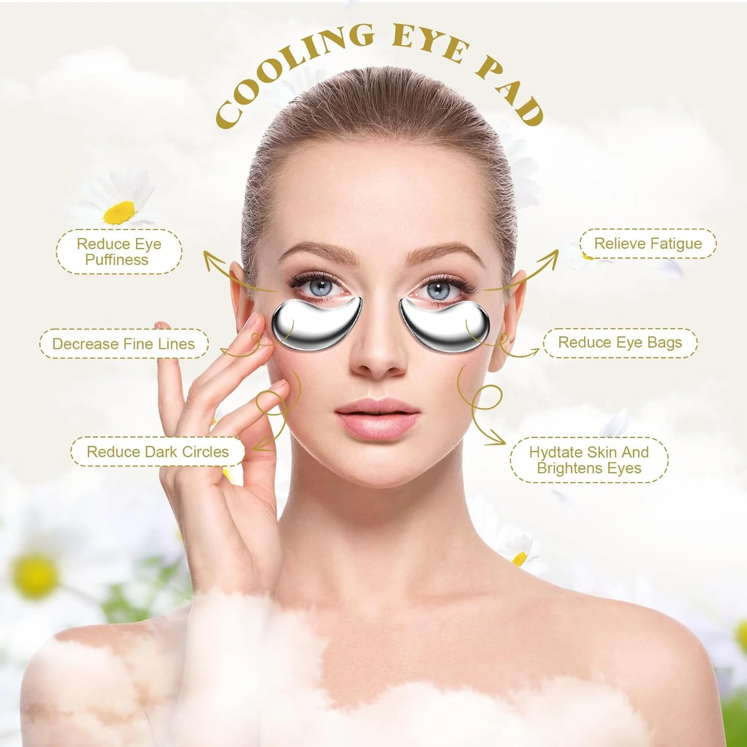 ماسک چشم استیل ضد زنگ قابل استفاده مجدد - پد چشم خنک کننده و گرم کننده برای ضد پیری، پف و رفع چین و چروک | بادوام، بهداشتی، برای مراقبت روزانه از چشم