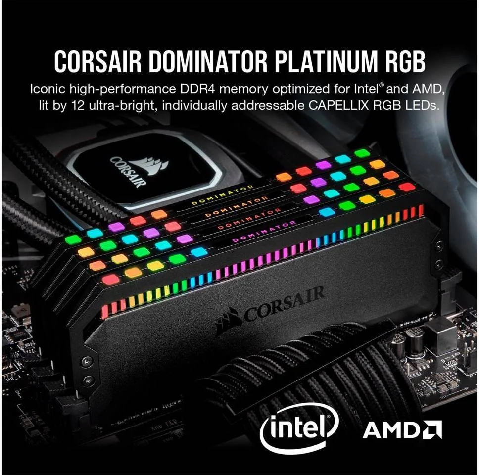 حافظه رم دسکتاپ DDR5 کرسیر Dominator Platinum RGB با ظرفیت 64 گیگابایت (2x32GB)، سرعت تست شده 6600 مگاهرتز، تاخیر 32-39-39-76، پروفایل Intel XMP 3.0، فرمت 288-Pin PC RAM، ولتاژ 1.40 ولت، مشکی | CMT64GX5M2B6600C32
