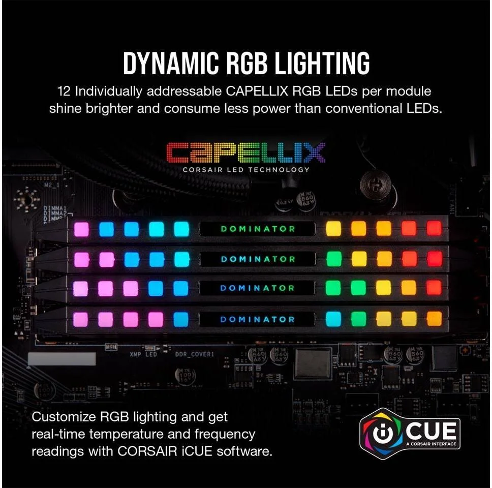 حافظه رم دسکتاپ DDR5 کرسیر Dominator Platinum RGB با ظرفیت 64 گیگابایت (2x32GB)، سرعت تست شده 6600 مگاهرتز، تاخیر 32-39-39-76، پروفایل Intel XMP 3.0، فرمت 288-Pin PC RAM، ولتاژ 1.40 ولت، مشکی | CMT64GX5M2B6600C32