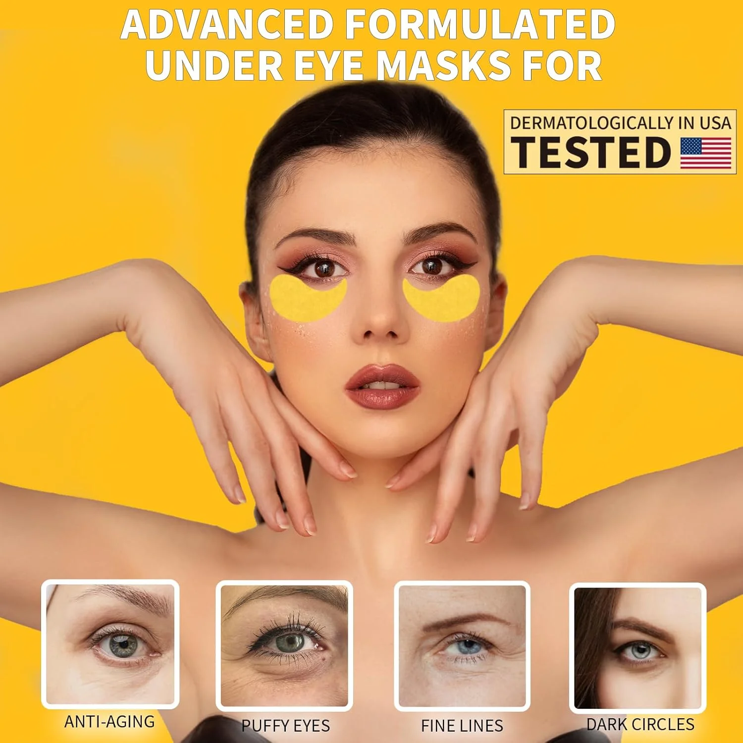 پچ زیر چشم 70 عددی، پچ زیر چشم طلای 24K برای درمان پف زیر چشم، ماسک زیر چشم برای سیاهی و پف، مراقبت از پوست با ماسک چشم غیر تحریک کننده، پدهای ژلی چشم، درمان کیسه های چشم