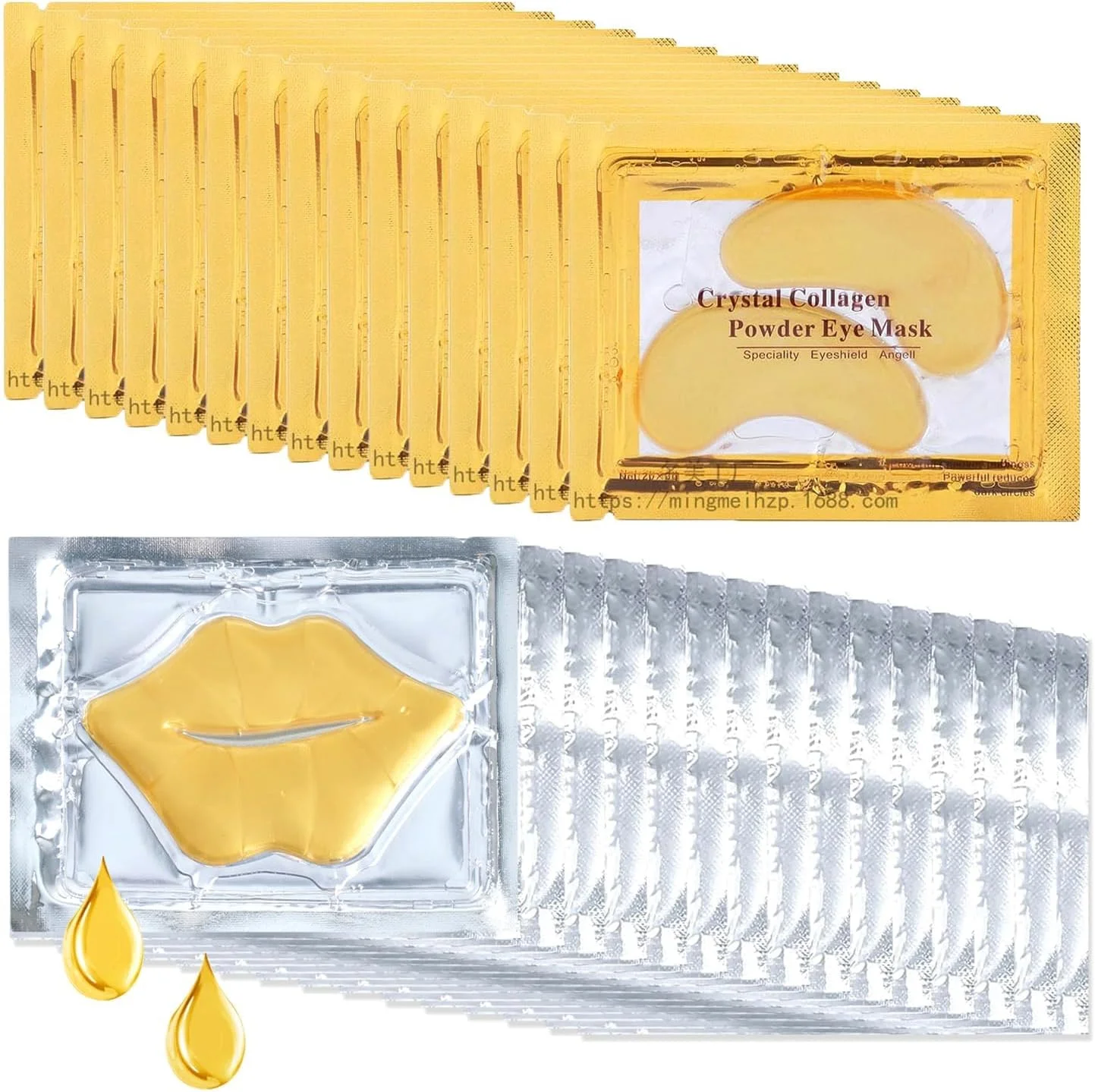 30 جفت ماسک چشم طلای 24 عیار و ماسک لب کلاژن، ماسک های مراقبت از پوست کلاژن خنک کننده برای چشم، مناسب آقایان و بانوان، رفع سیاهی دور چشم، کاهش خطوط ریز