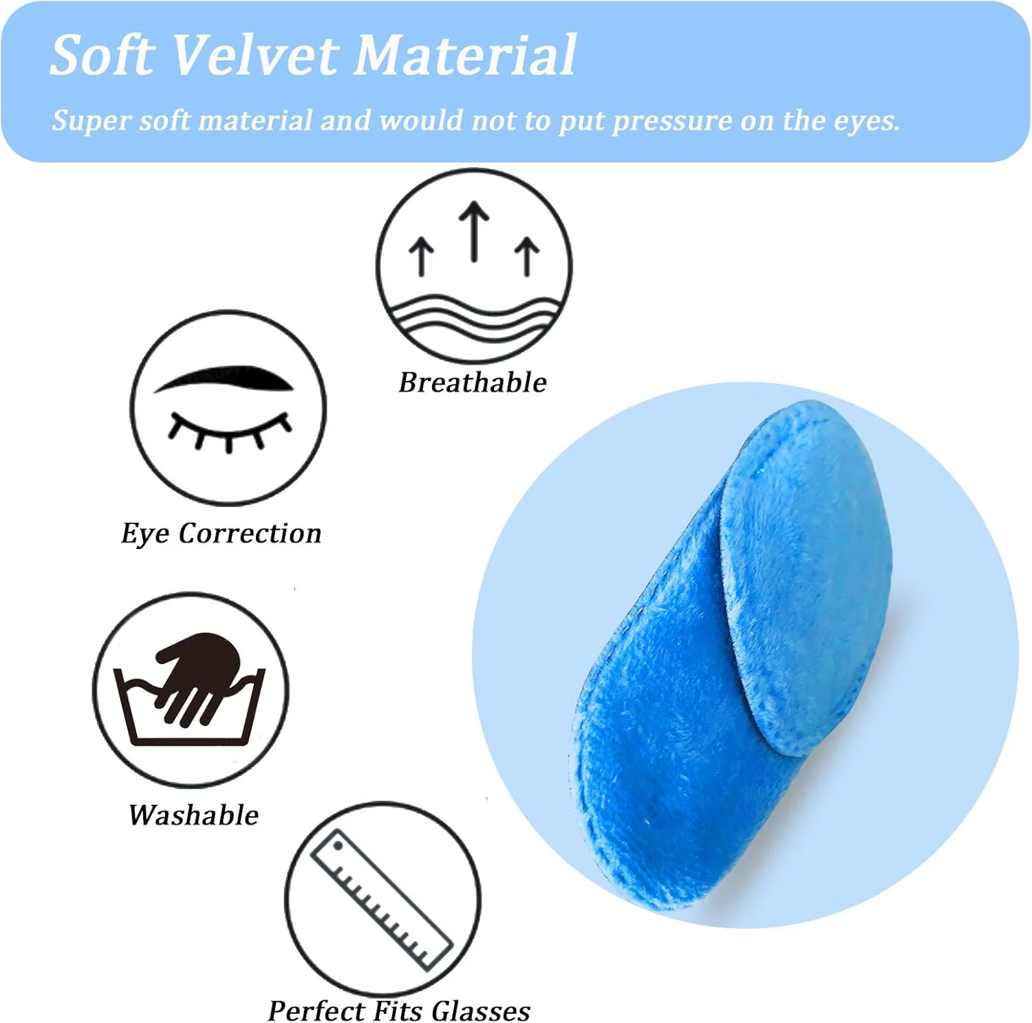 بسته 4 عددی پد چشم طبی نرم برای عینک کودکان، مناسب برای درمان تنبلی چشم و استرابیسموس، آبی