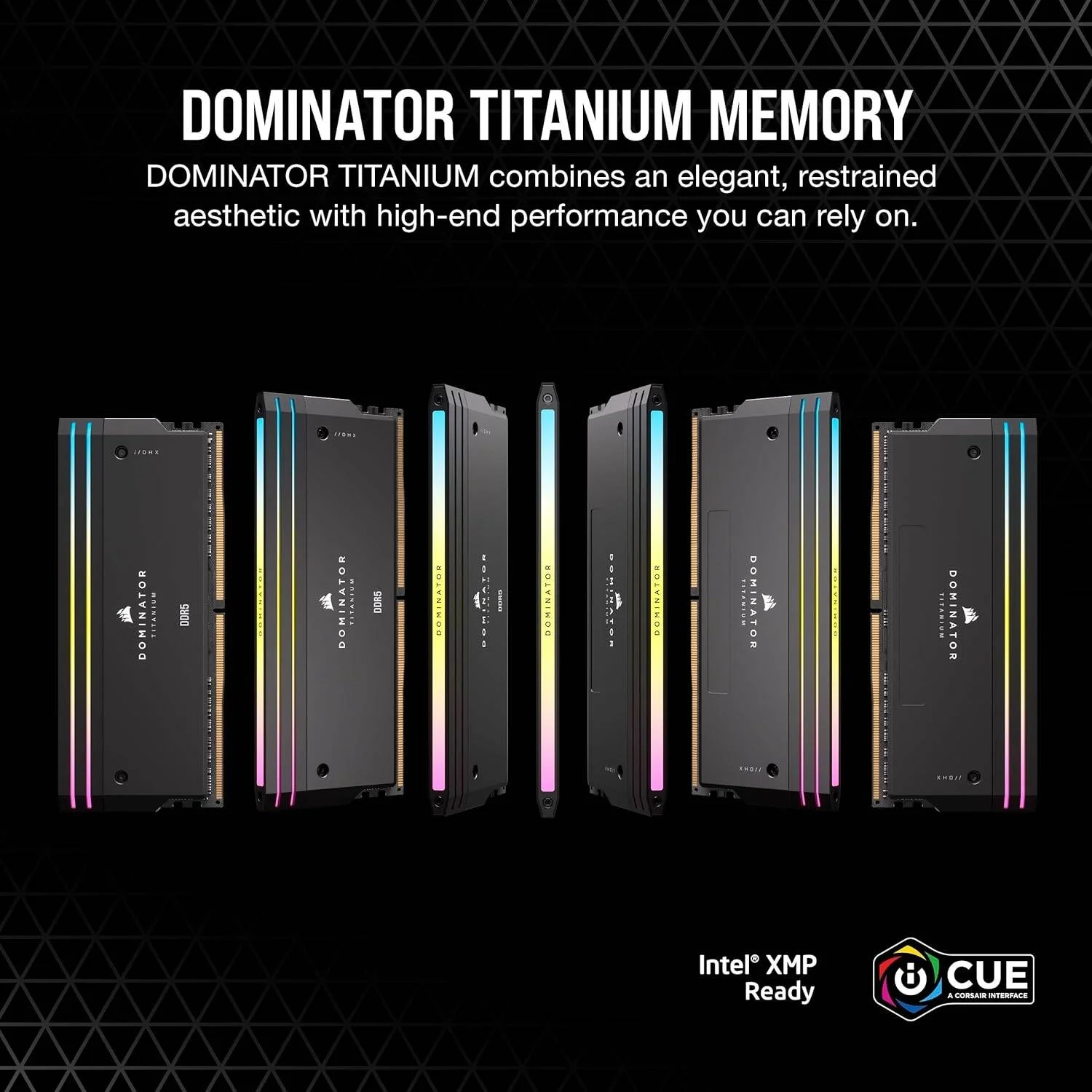 کیت حافظه دسکتاپ 32 گیگابایتی (2x16 گیگابایتی) DDR5 RGB کرسیر Dominator Titanium، سرعت حافظه 7200 مگاهرتز، تاخیر CL34 CAS، ولتاژ حافظه 1.45 ولت، 288 پین، Intel XMP 3.0، مشکی | CMP32GX5M2X7200C34