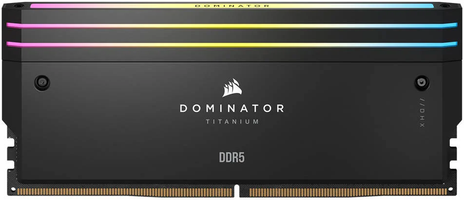 کیت حافظه دسکتاپ 48 گیگابایتی (2x24 گیگابایت) DDR5 RGB کرسیر Dominator Titanium، سرعت حافظه 7000 مگاهرتز، تاخیر CL36 CAS، ولتاژ حافظه 1.40 ولت، 288 پین، XMP، سازگار با iCUE، مشکی | CMP48GX5M2B7000C36