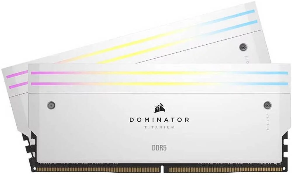 کیت حافظه دسکتاپ 64 گیگابایتی (2 عدد 32 گیگابایتی) DDR5 RGB کرسیر Dominator Titanium، سرعت حافظه 6000MT/s، تاخیر CL30 CAS، ولتاژ تست شده 1.40V، 288 پین، Intel XMP 3.0 & AMD EXPO، سفید | CMP64GX5M2B6000Z30W کیت حافظه دسکتاپ 64 گیگابایتی (2 عدد 32 گیگابایتی) DDR5 RGB کرسیر Dominator Titanium، سرعت حافظه 6000MT/s، تاخیر CL30 CAS، ولتاژ تست شده 1.40V، 288 پین، Intel XMP 3.0 & AMD EXPO، سفید | CMP64GX5M2B6000Z30W