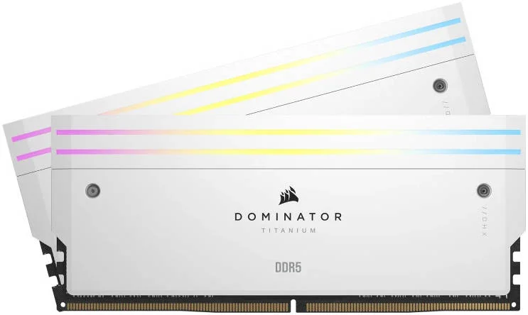 کیت حافظه دسکتاپ 64 گیگابایتی (2x32 گیگابایت) DDR5 RGB کرسیر Dominator Titanium، سرعت حافظه 6000 مگاهرتز، تاخیر CL30 CAS، ولتاژ حافظه 1.40 ولت، 288 پین، Intel XMP، سازگار با iCUE، سفید | CMP64GX5M2B6000C30W کیت حافظه دسکتاپ 64 گیگابایتی (2x32 گیگابایت) DDR5 RGB کرسیر Dominator Titanium، سرعت حافظه 6000 مگاهرتز، تاخیر CL30 CAS، ولتاژ حافظه 1.40 ولت، 288 پین، Intel XMP، سازگار با iCUE، سفید | CMP64GX5M2B6000C30W
