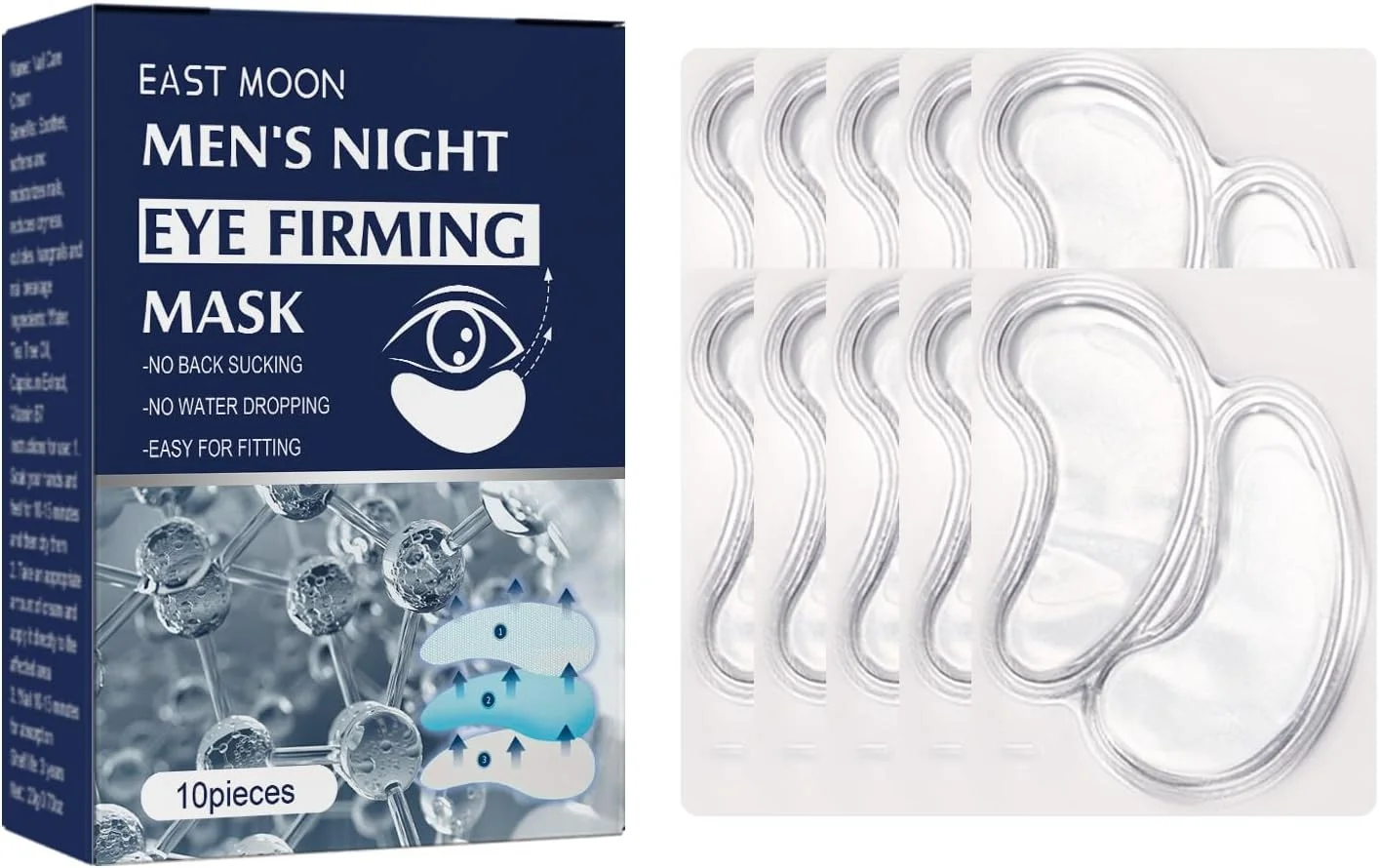 پدهای زیر چشم مردانه، حاوی کافئین و کاملیا، ماسک های آبرسان و ضد چروک برای پف و سیاهی دور چشم - 5 جفت