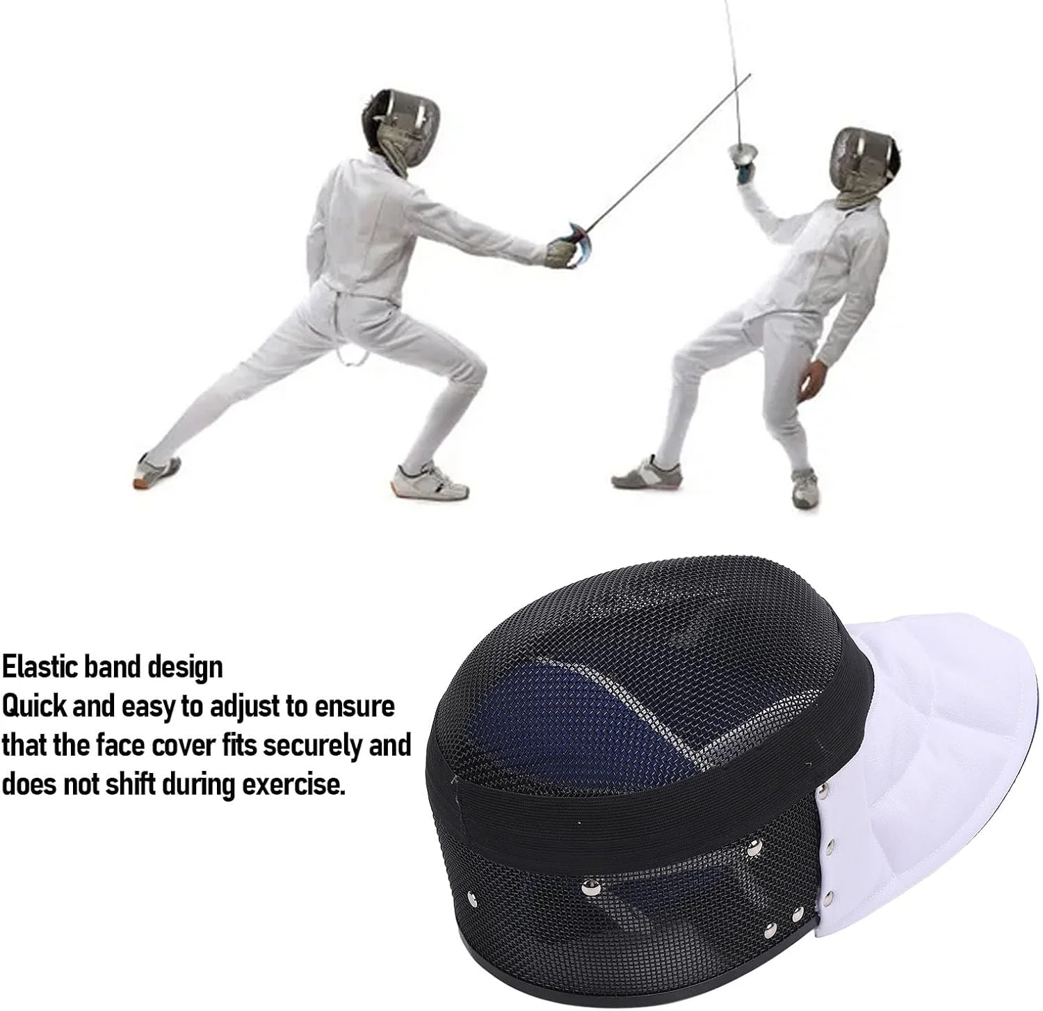 ماسک شمشیربازی اپه، محافظ صورت شمشیربازی با پوشش پارچه ای، توری فولادی کربنی مقاوم در برابر ضربه و تنفس پذیر، استاندارد CE 350N