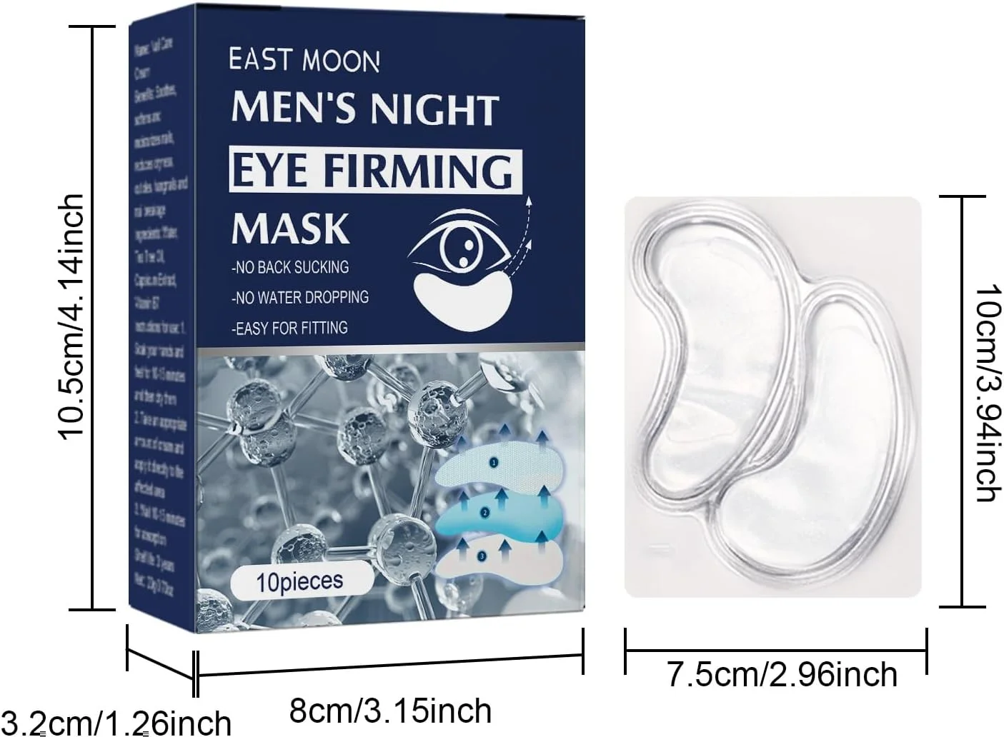 پدهای زیر چشم مردانه، حاوی کافئین و کاملیا، ماسک های آبرسان و ضد چروک برای پف و سیاهی دور چشم - 5 جفت