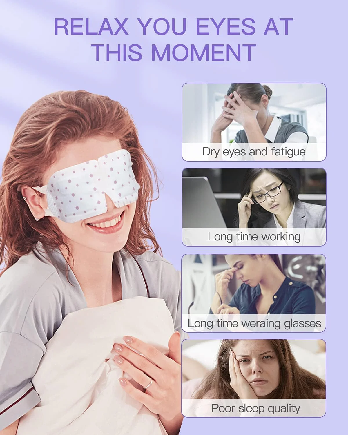 ماسک چشم بخار، بسته 10 عددی ماسک چشم بخار گرم، تسکین خستگی چشم، پد گرم کننده چشم، رایحه گل رز