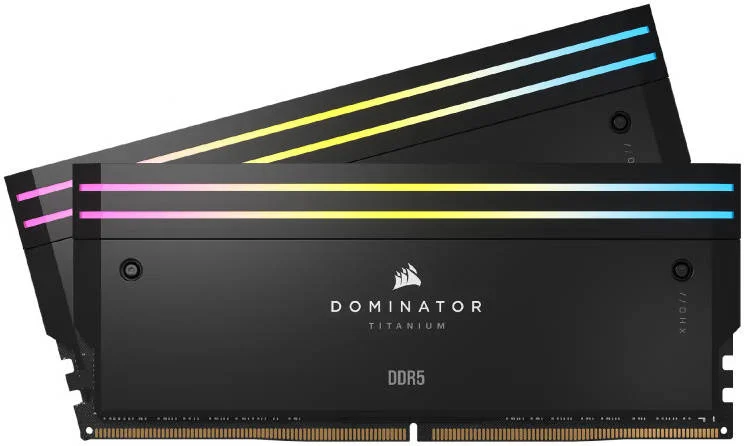 کیت حافظه دسکتاپ 64 گیگابایتی (2x32 گیگابایت) DDR5 RGB کرسیر Dominator Titanium، سرعت حافظه 6400MT/s، تاخیر CL32 CAS، ولتاژ تست شده 1.40V، 288 پین، XMP 3.0، مشکی | CMP64GX5M2B6400C32 کیت حافظه دسکتاپ 64 گیگابایتی (2x32 گیگابایت) DDR5 RGB کرسیر Dominator Titanium، سرعت حافظه 6400MT/s، تاخیر CL32 CAS، ولتاژ تست شده 1.40V، 288 پین، XMP 3.0، مشکی | CMP64GX5M2B6400C32