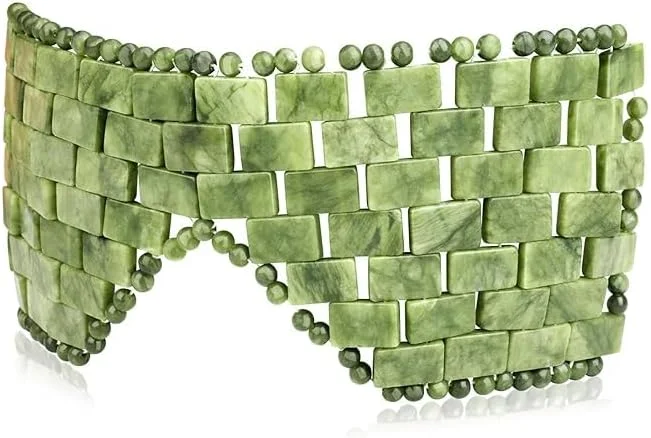 ماسک چشم یشم Gemshan - ماسک صورت سنگ یشم سبز طبیعی و اصل برای رفع پف، سیاهی دور چشم و ضد پیری