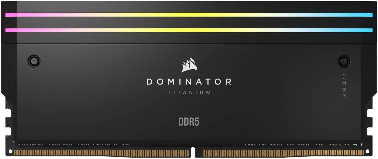کیت حافظه دسکتاپ 96 گیگابایتی (2 عدد 48 گیگابایتی) DDR5 RGB کرسیر Dominator Titanium، سرعت حافظه 6400MT/s، تاخیر CL32 CAS، ولتاژ تست شده 1.40 ولت، 288 پین، XMP 3.0، مشکی | CMP96GX5M2B6400C32