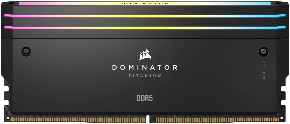 کیت حافظه دسکتاپ 96 گیگابایتی (2 عدد 48 گیگابایتی) DDR5 RGB کرسیر Dominator Titanium، سرعت حافظه 6400MT/s، تاخیر CL32 CAS، ولتاژ تست شده 1.40 ولت، 288 پین، XMP 3.0، مشکی | CMP96GX5M2B6400C32
