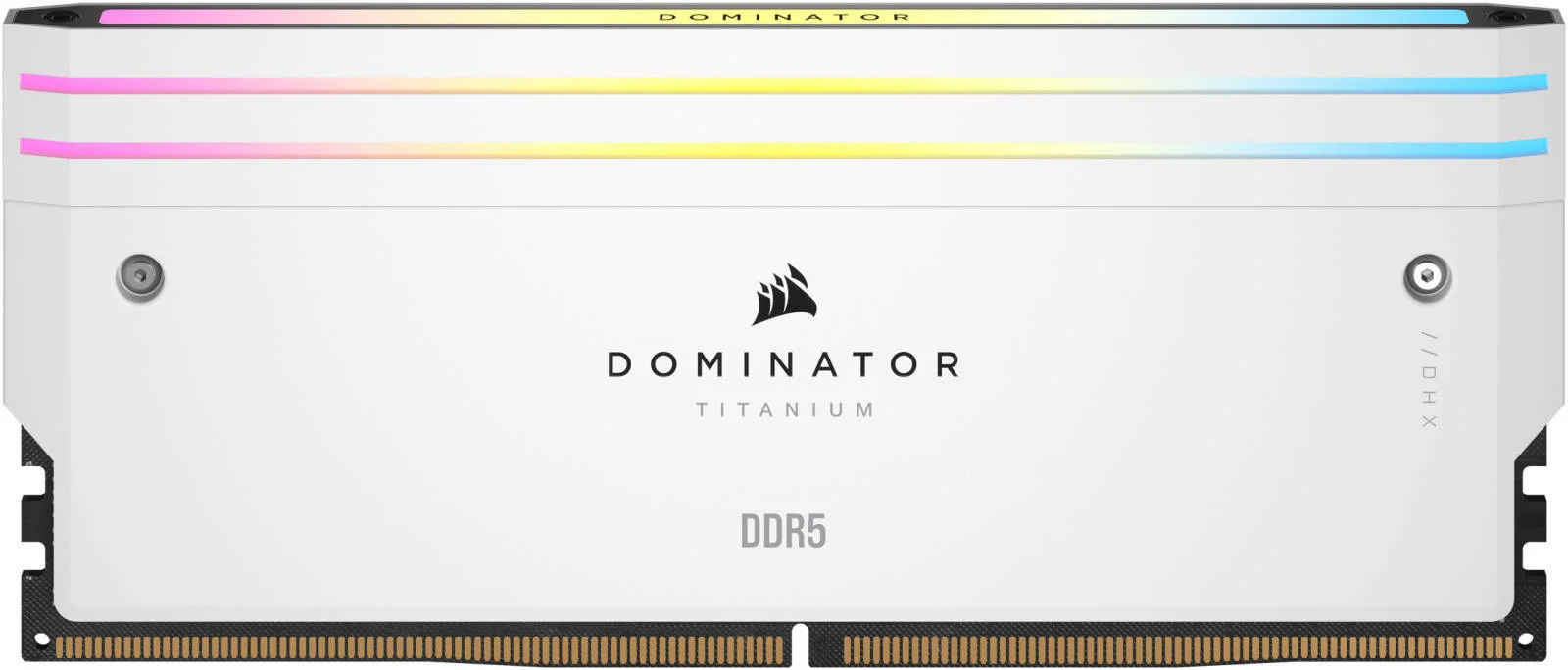 کیت حافظه دسکتاپ 96 گیگابایتی (2 عدد 48 گیگابایتی) DDR5 RGB کرسیر Dominator Titanium، سرعت حافظه 6400MT/s، تاخیر CL32 CAS، ولتاژ تست شده 1.40V، 288 پین، XMP 3.0، سفید | CMP96GX5M2B6400C32W
