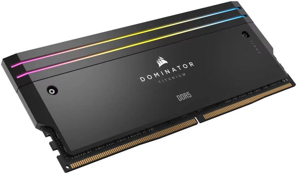 کیت حافظه دسکتاپ کرسیر Dominator Titanium RGB DDR5 با ظرفیت 96 گیگابایت (4 عدد 24 گیگابایتی)، سرعت حافظه 6400 مگاهرتز، تاخیر CL32، ولتاژ تست شده 1.40 ولت، 288 پین، XMP 3.0، مشکی | CMP96GX5M4B6400C32