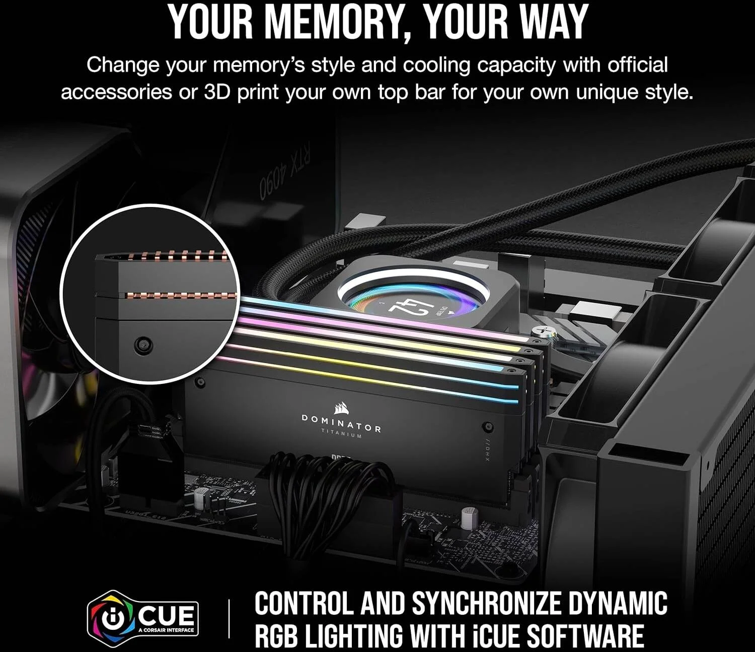 کیت حافظه دسکتاپ 96 گیگابایتی (4 عدد 24 گیگابایتی) DDR5 RGB کرسیر Dominator Titanium، سرعت حافظه 6000MT/s، تاخیر CL30 CAS، ولتاژ تست شده 1.40V، 288 پین، XMP 3.0، سفید | CMP96GX5M4B6000C30