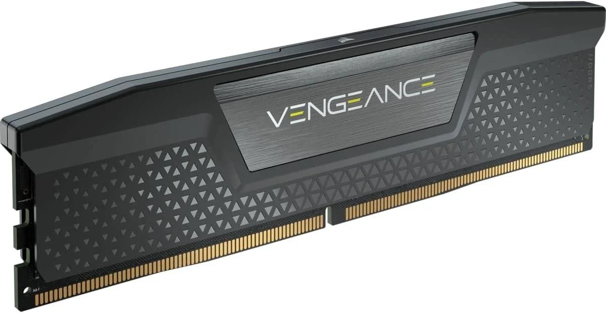 کیت حافظه دسکتاپ کرسیر VENGEANCE با ظرفیت 16 گیگابایت (1x16GB)، سرعت حافظه 5200 مگاهرتز، تاخیر تست شده 40-40-40-77، ولتاژ حافظه 1.25 ولت، XMP 3.0، 288 پین، PMIC اورکلاک، مشکی | CMK16GX5M1B5200C40
