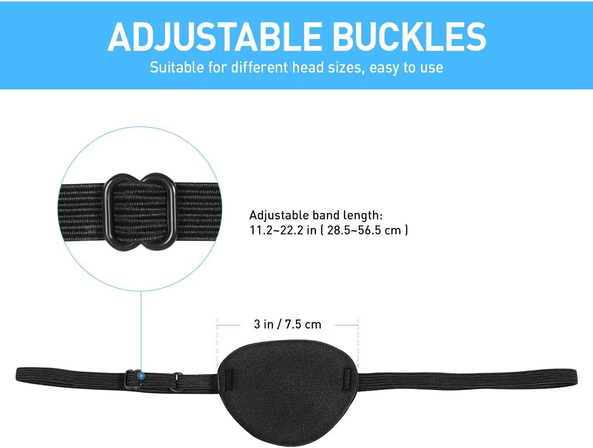 چشم بند دزد دریایی قابل تنظیم برای آمبلیوپی و استرابیسم تنبل (مشکی)