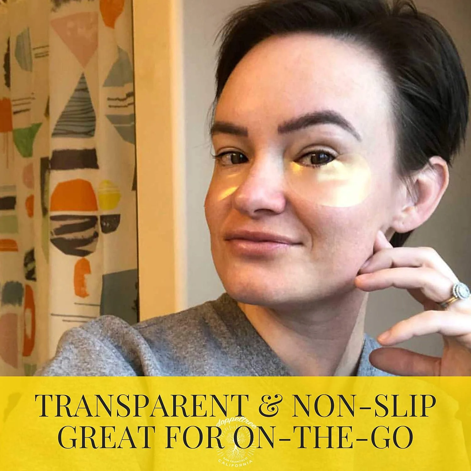 پدهای زیر چشم و ماسک هیدروژل کافئین طبیعی Doppeltree (60 عدد) - درمان ضد پیری برای خطوط پنجه کلاغی، پف، چروک، حلقه های تیره - فرموله شده در سان فرانسیسکو