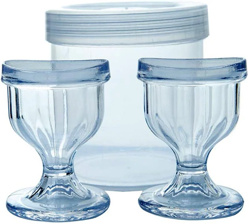 فنجان شستشوی چشم HealthAndYoga® برای پاکسازی موثر چشم - با محفظه نگهداری - لبه به شکل چشم، تناسب کامل (2 عدد) (شفاف)