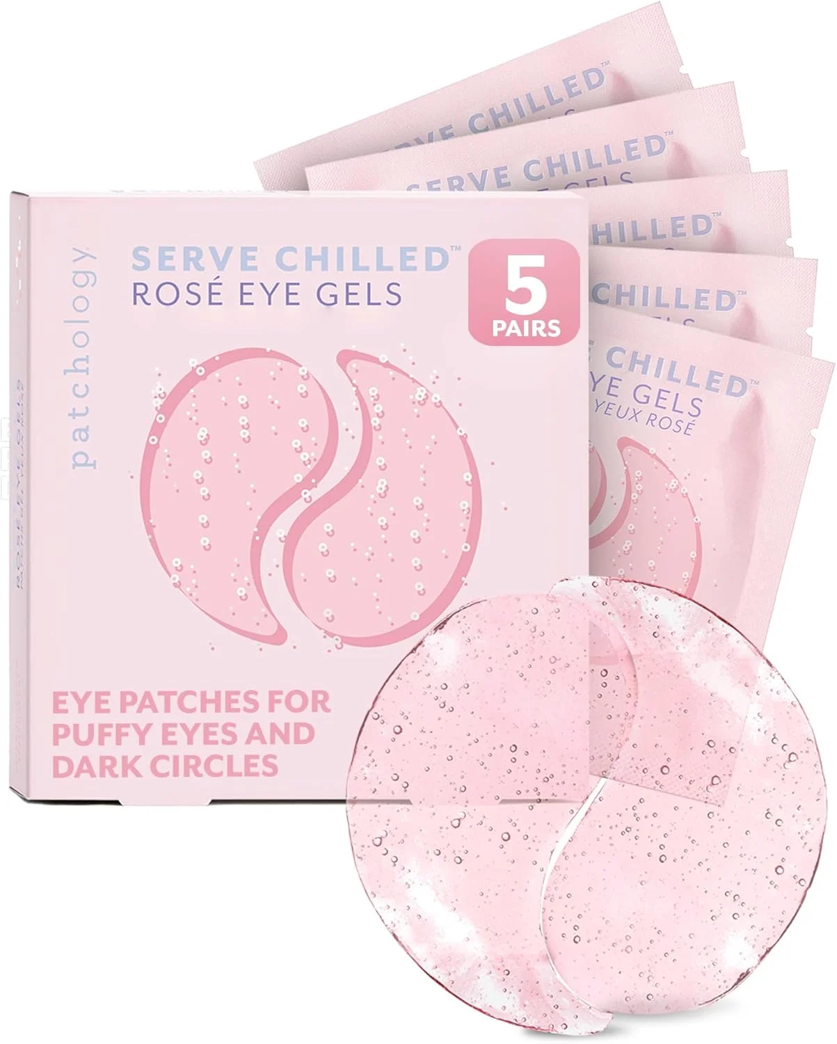 پچ های زیر چشم آبرسان Patchology Serve Chilled Rosé برای سیاهی دور چشم، پچ چشم مراقبت شخصی و زیبایی، ماسک زیر چشم، پچ چشم، ماسک چشم برای سیاهی دور چشم، پچ زیر چشم، 5 جفت