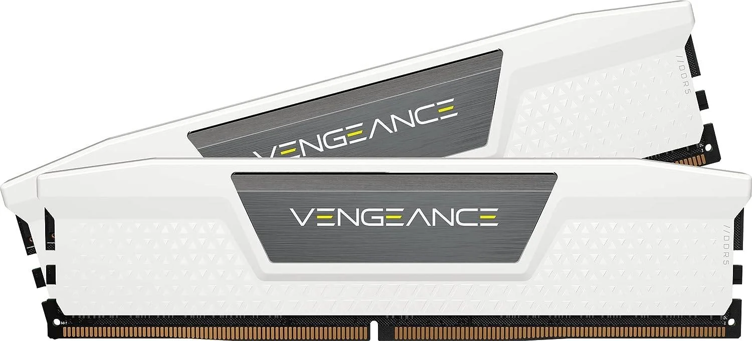 کیت حافظه دسکتاپ کرسیر VENGEANCE با ظرفیت 32 گیگابایت (2x16GB)، سرعت حافظه 5600 مگاهرتز، تاخیر تست شده 36-36-36-76، ولتاژ حافظه 1.25 ولت، XMP 3.0، 288 پین، Overclock PMIC، سفید | CMK32GX5M2B5600C36W