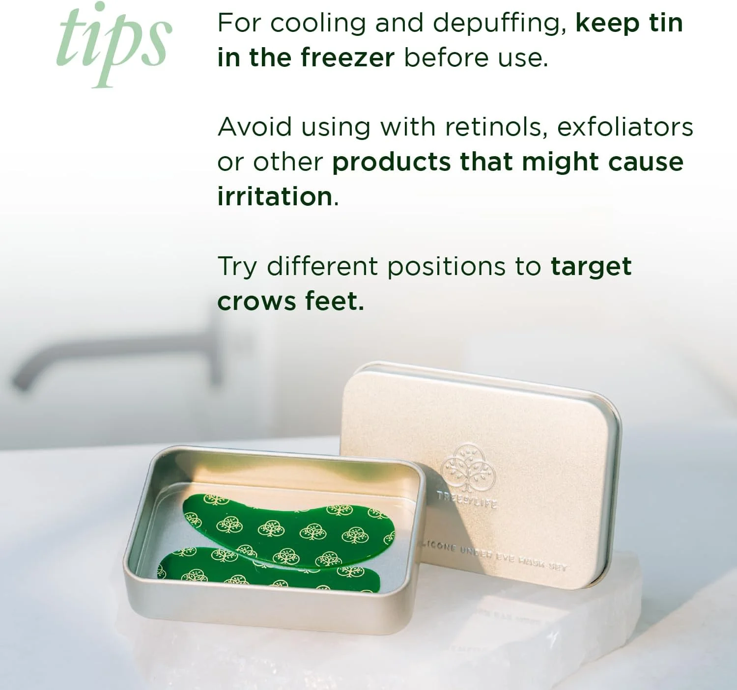 پد درمان تیرگی دور چشم TREE OF LIFE BEAUTY برای پف زیر چشم - پد سیلیکونی قابل استفاده مجدد برای کاهش پف - ماسک برای کاهش چین و چروک - تست شده توسط متخصص پوست، 1 جفت