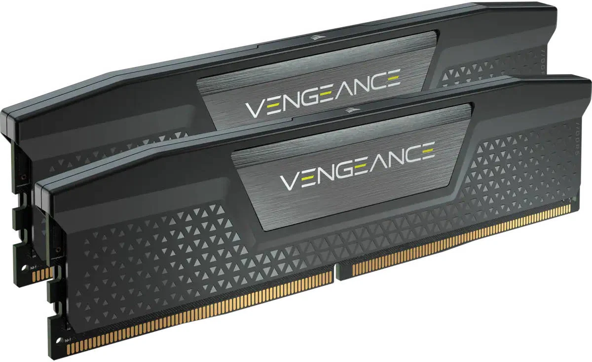 حافظه رم دسکتاپ کرسیر VENGEANCE DDR5 با ظرفیت 32 گیگابایت (2x16GB)، سرعت تست شده 7200 مگاهرتز، تاخیر 34-42-42-96، رتبه PC5-56000، XMP 3.0، 288 پین، ولتاژ 1.1، Extreme OC PMIC، مشکی | CMK32GX5M2X7200C34