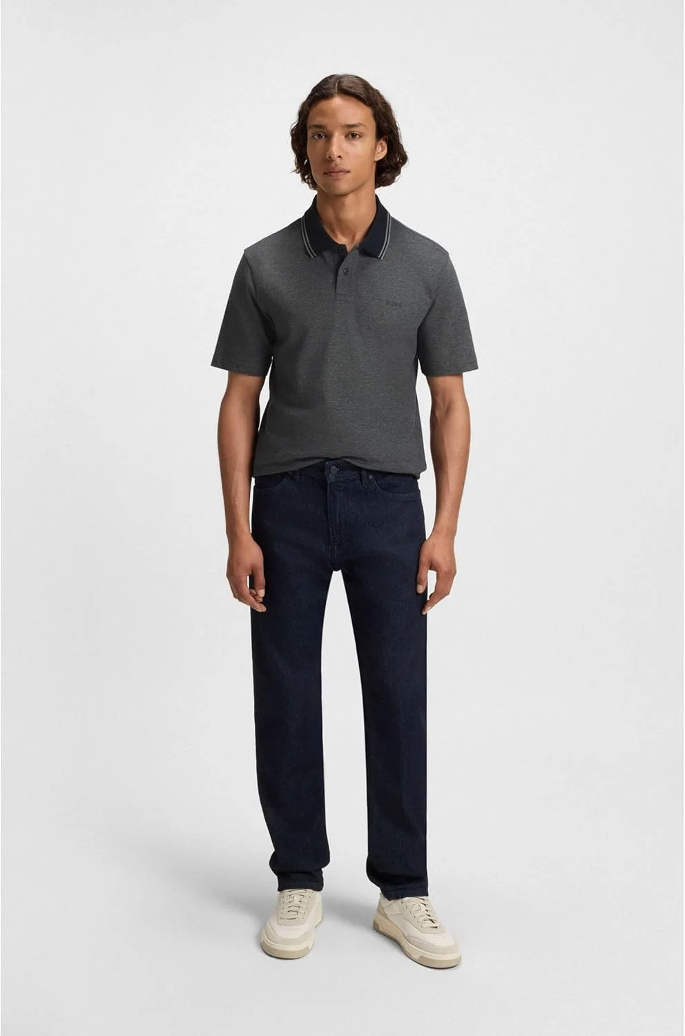 پولوشرت مردانه BOSS مدل PeoxfordNew با فیت آزاد و پنبه آکسفورد-پیکه، سایز L