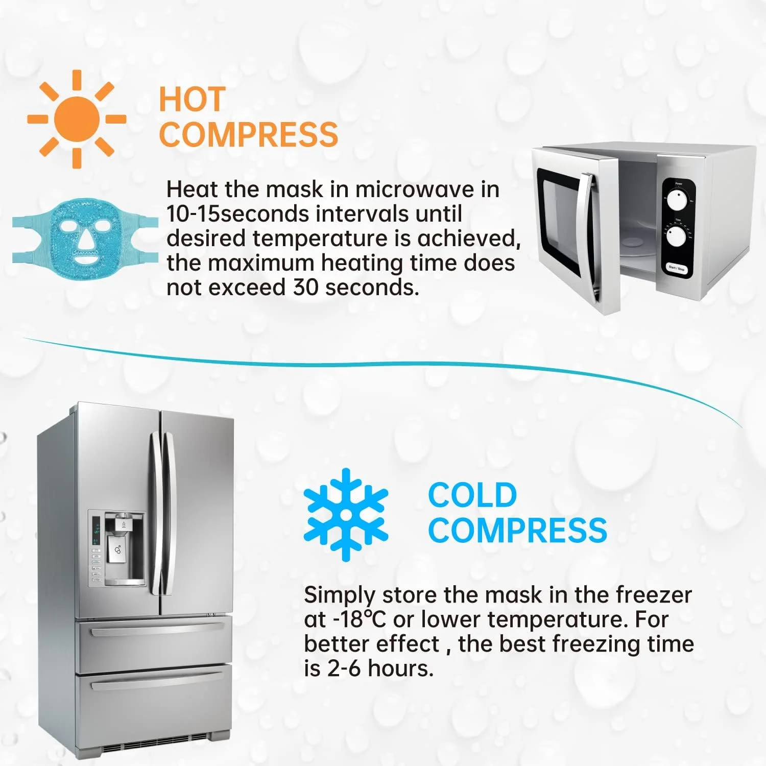 ماسک صورت و چشم سرد زنوتود، کاهش پف صورت و سیاهی دور چشم، کمپرس گرم و سرد با دانه های ژلی، اسپا صورت برای خواب، فشار، سردرد، مراقبت از پوست، مراقبت های بعد از لیزر [آبی]