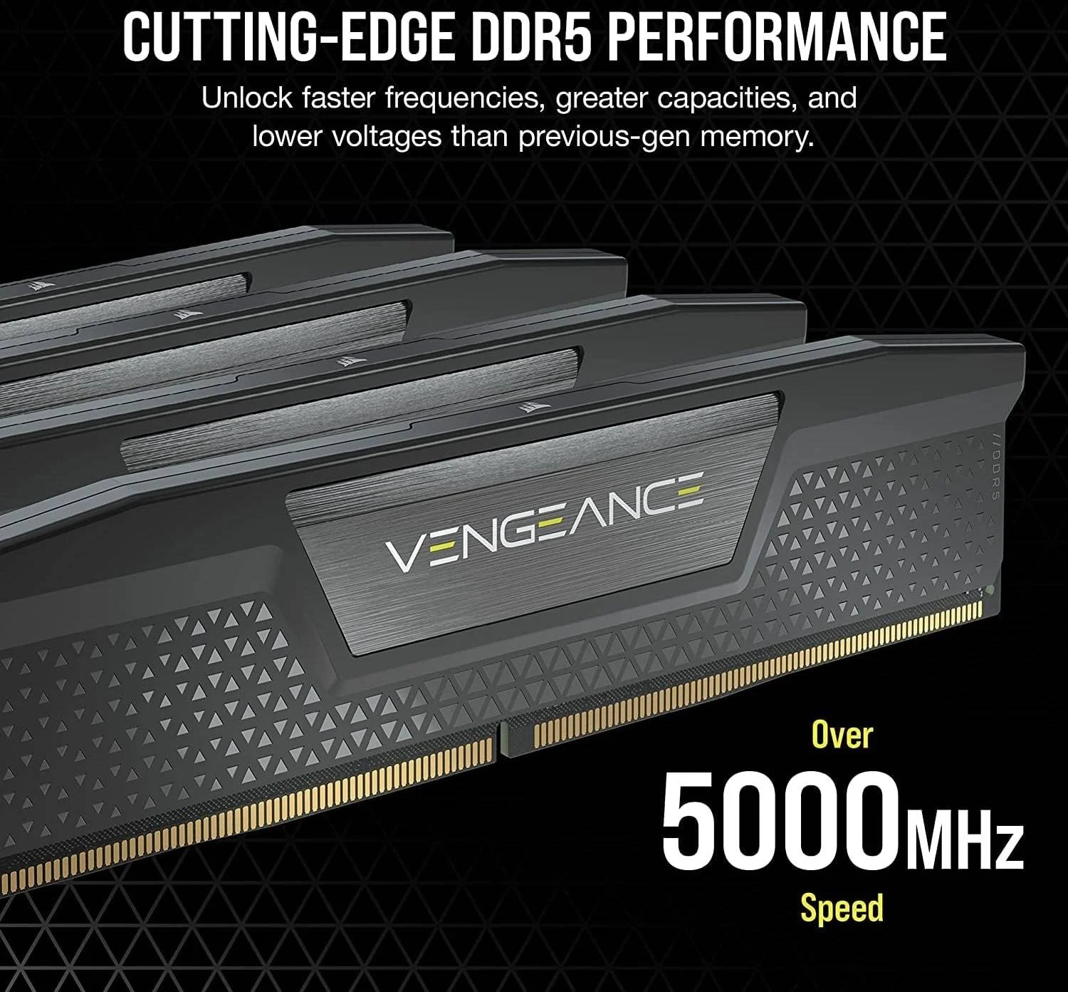 کیت حافظه دسکتاپ کرسیر VENGEANCE با ظرفیت 48 گیگابایت (2x24GB) DDR5، سرعت حافظه 5200 مگاهرتز، تاخیر تست شده 38-38-38-84، ولتاژ حافظه 1.25 ولت، XMP 3.0، 288 پین، PMIC اورکلاک، مشکی | CMK48GX5M2B5200C38