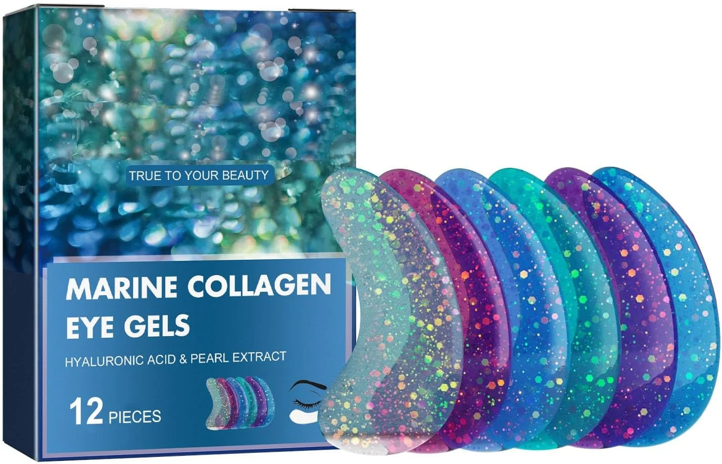 پدهای کلاژن دور چشم، پد زیر چشم کلاژن دریایی 12 عددی، اسید هیالورونیک برای پد زیر چشم برای رفع پف زیر چشم، رفع سیاهی دور چشم، ضد چروک