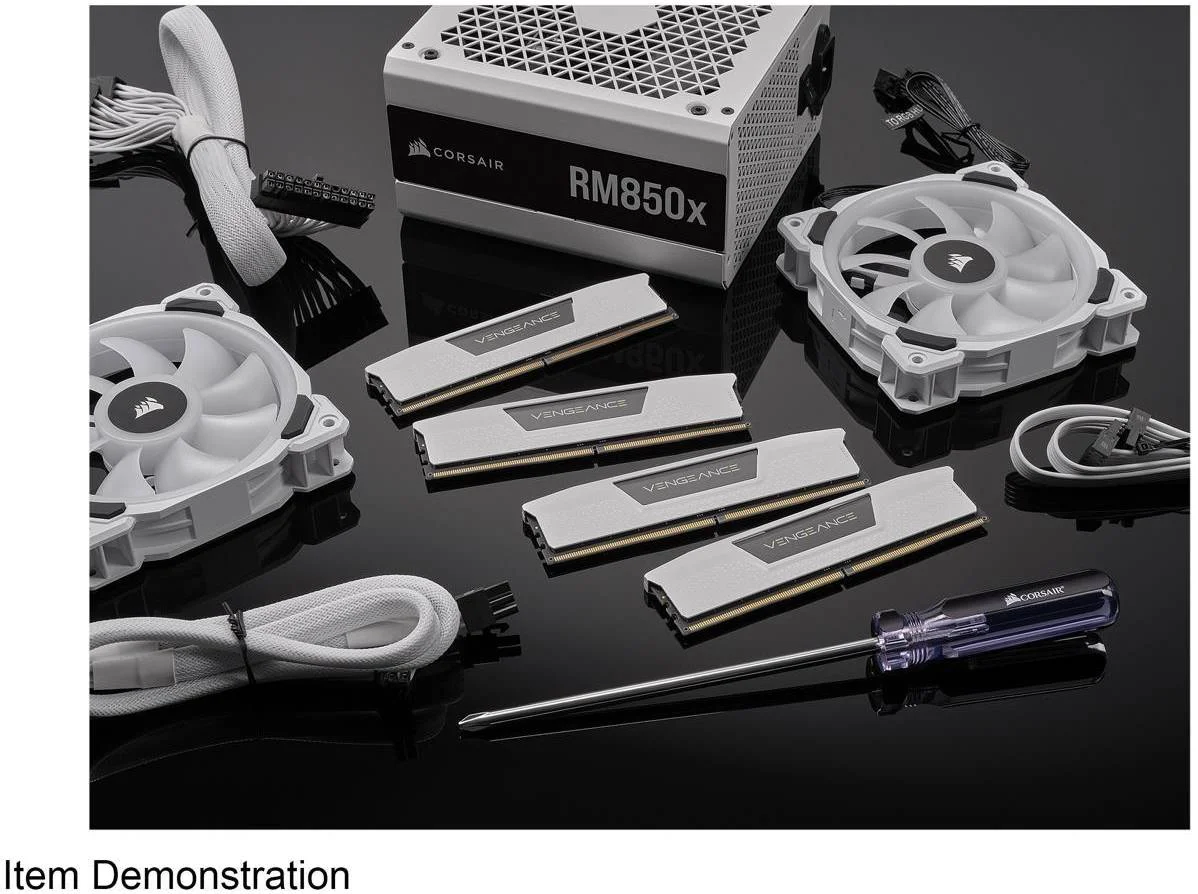 کیت حافظه دسکتاپ 64 گیگابایتی (2x32 گیگابایتی) Corsair VENGEANCE DDR5، سرعت حافظه 5600 مگاهرتز، تاخیر تست شده 40-40-40-77، ولتاژ حافظه 1.25 ولت، XMP 3.0، 288 پین، اورکلاک PMIC، سفید | CMK64GX5M2B5600C40W