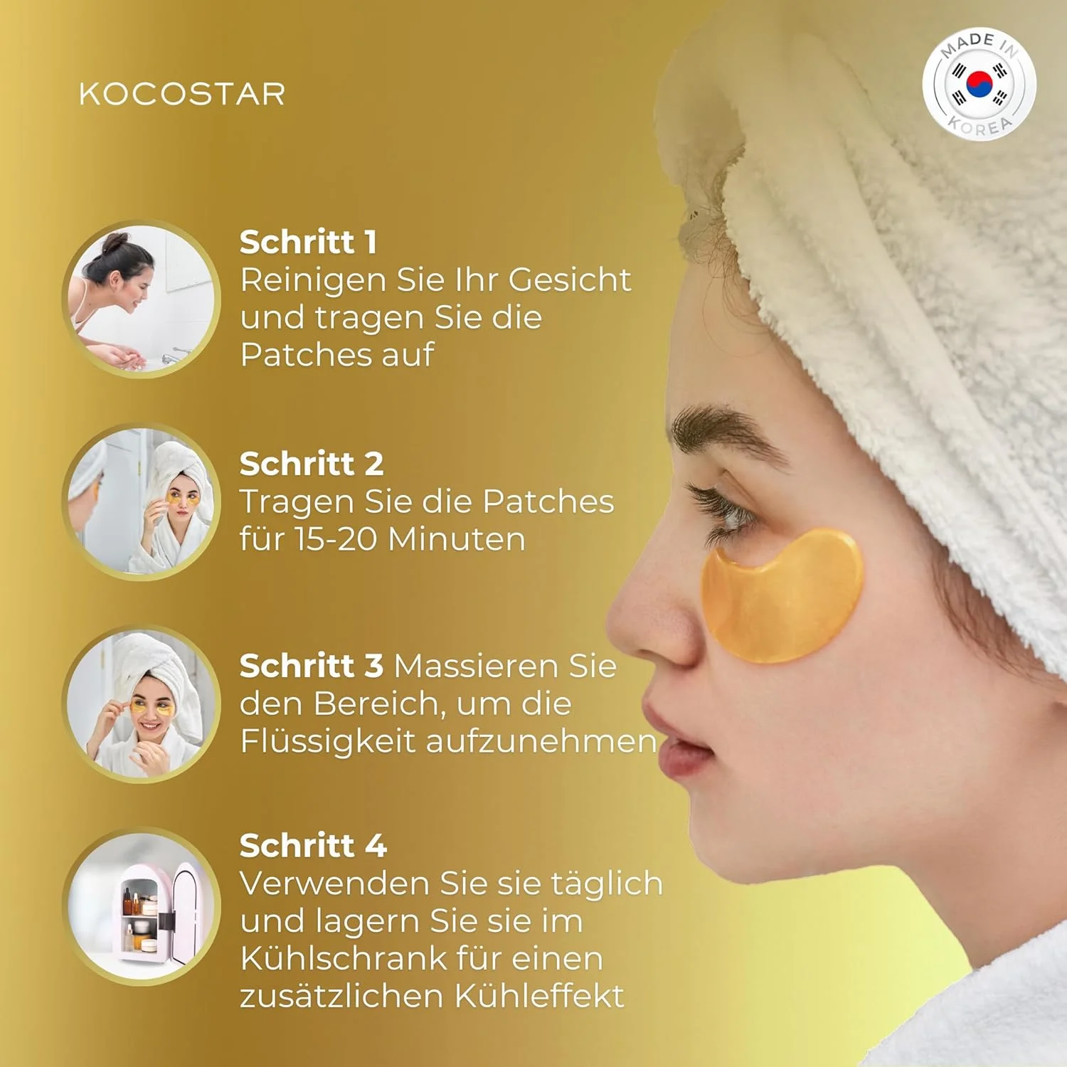 ماسک زیر چشم پرنسس طلایی Kocostar | درمان ماسک زیر چشم | برای انواع پوست | راه حل فوری برای پف زیر چشم | 1 جفت